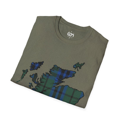 Scotland Tartan Map Softstyle Unisex T-Shirt, Keith Tartan, Various Colours