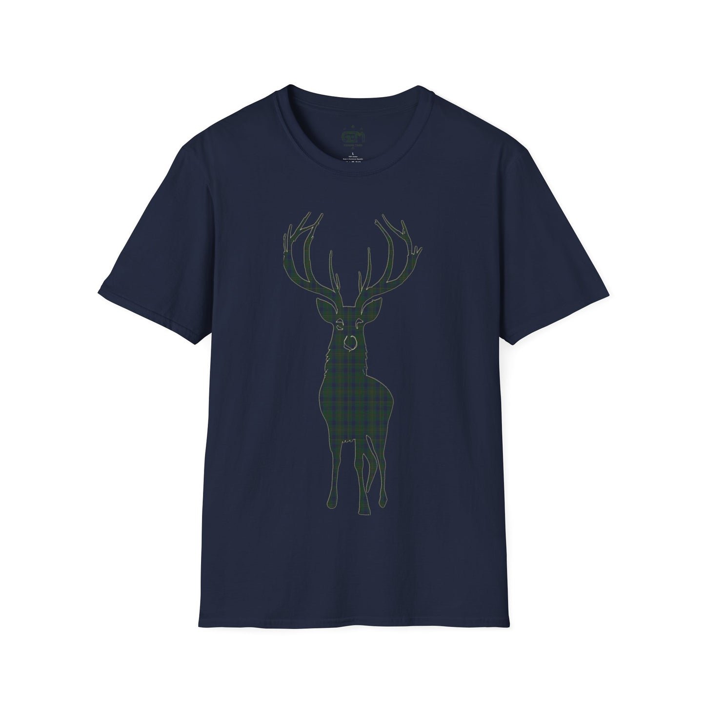 Tartan Stag Softstyle T-Shirt - Kennedy Tartan, Unisex Tee, Scottish Scenery, Various Colours