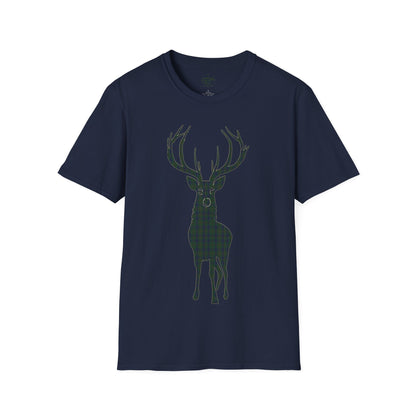 Tartan Stag Softstyle T-Shirt - Kennedy Tartan, Unisex Tee, Scottish Scenery, Various Colours