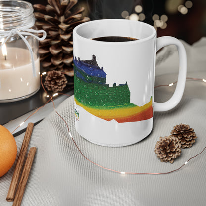 Edinburgh Castle Pride Rain Art Mug, White