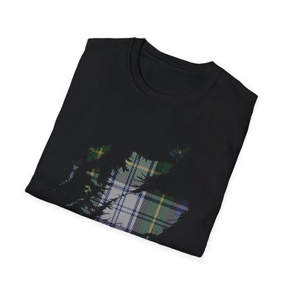 Tartan Scotland Map Softstyle Unisex T-Shirt - Gordon Dress Tartan Tee