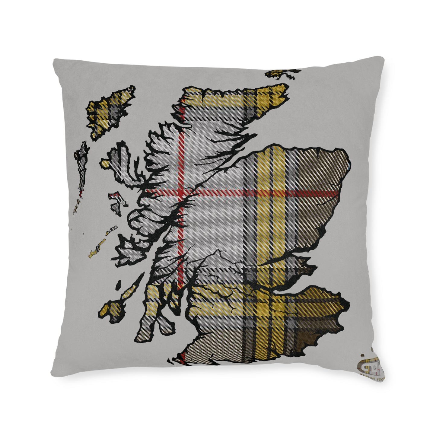 Reversible Square Cushion : Stag / Scotland Map - Buchanan Tartan, Various Sizes