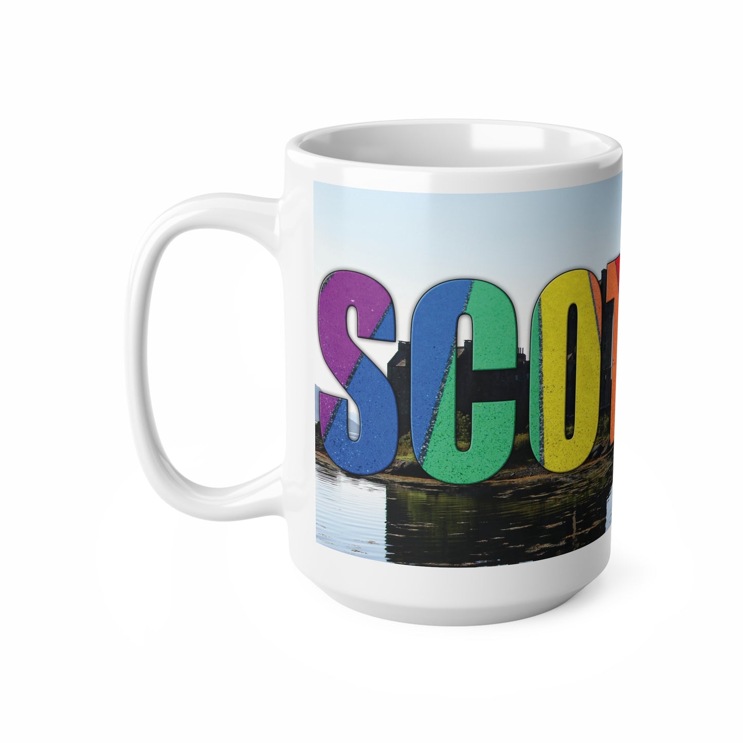 Scotland Lettering Pride Road Photo Mug, White