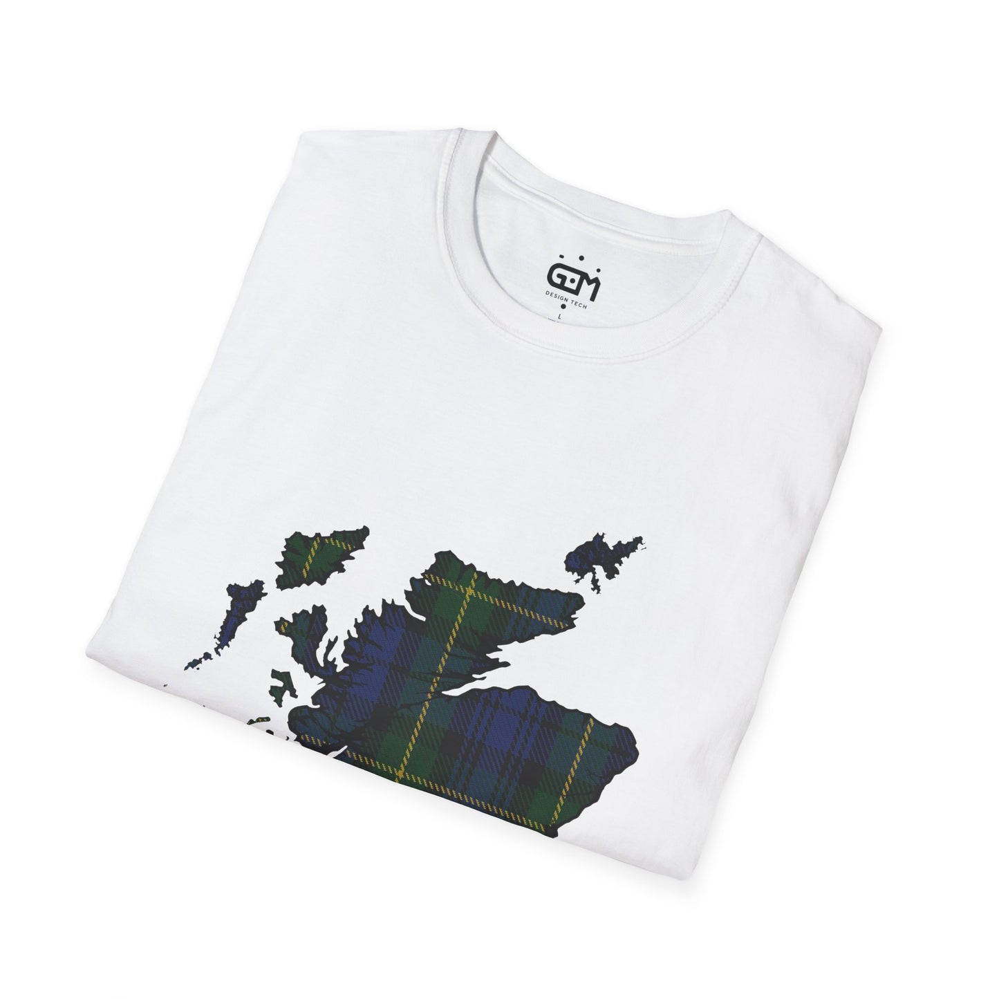 Scotland Tartan Map Softstyle Unisex T-Shirt - Gordon Tartan Tee