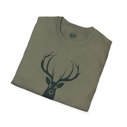 Tartan Stag Softstyle T-Shirt - Kennedy Tartan, Unisex Tee, Scottish Scenery, Various Colours