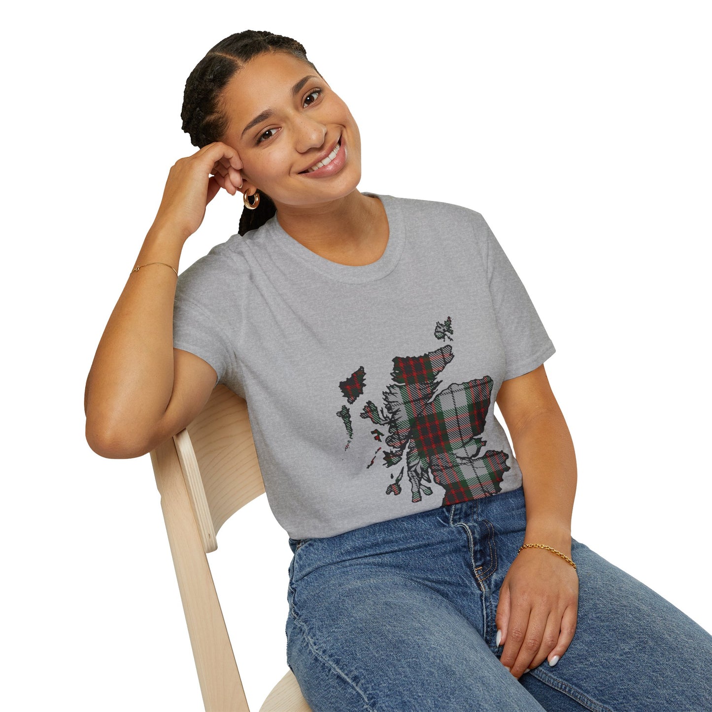 Scotland Tartan Map Softstyle Unisex T-Shirt - Fraser Dress Tartan Tee