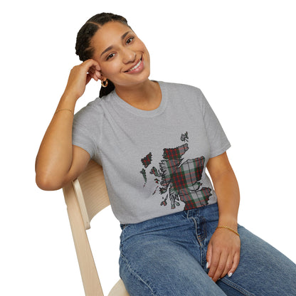 Scotland Tartan Map Softstyle Unisex T-Shirt - Fraser Dress Tartan Tee