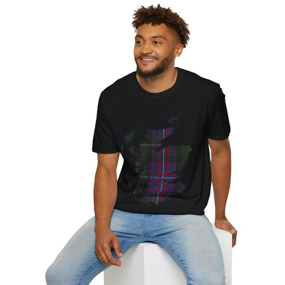 Scotland Tartan Map Softstyle Unisex T-Shirt, Rankin Tartan, Various Colours