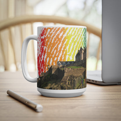 Edinburgh Castle Pride Fingerprint Sky Photo Mug, White