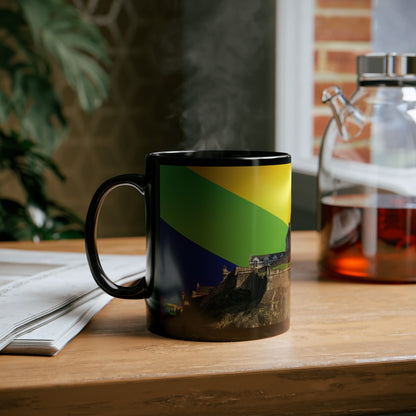 Edinburgh Castle Pride Flag Sky Photo Mug, Black