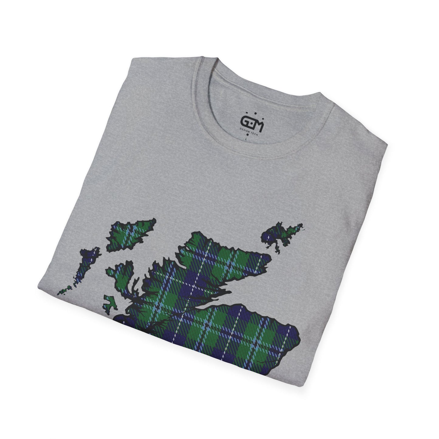 Scotland Tartan Map Softstyle Unisex T-Shirt, Douglas Tartan, Various Colours