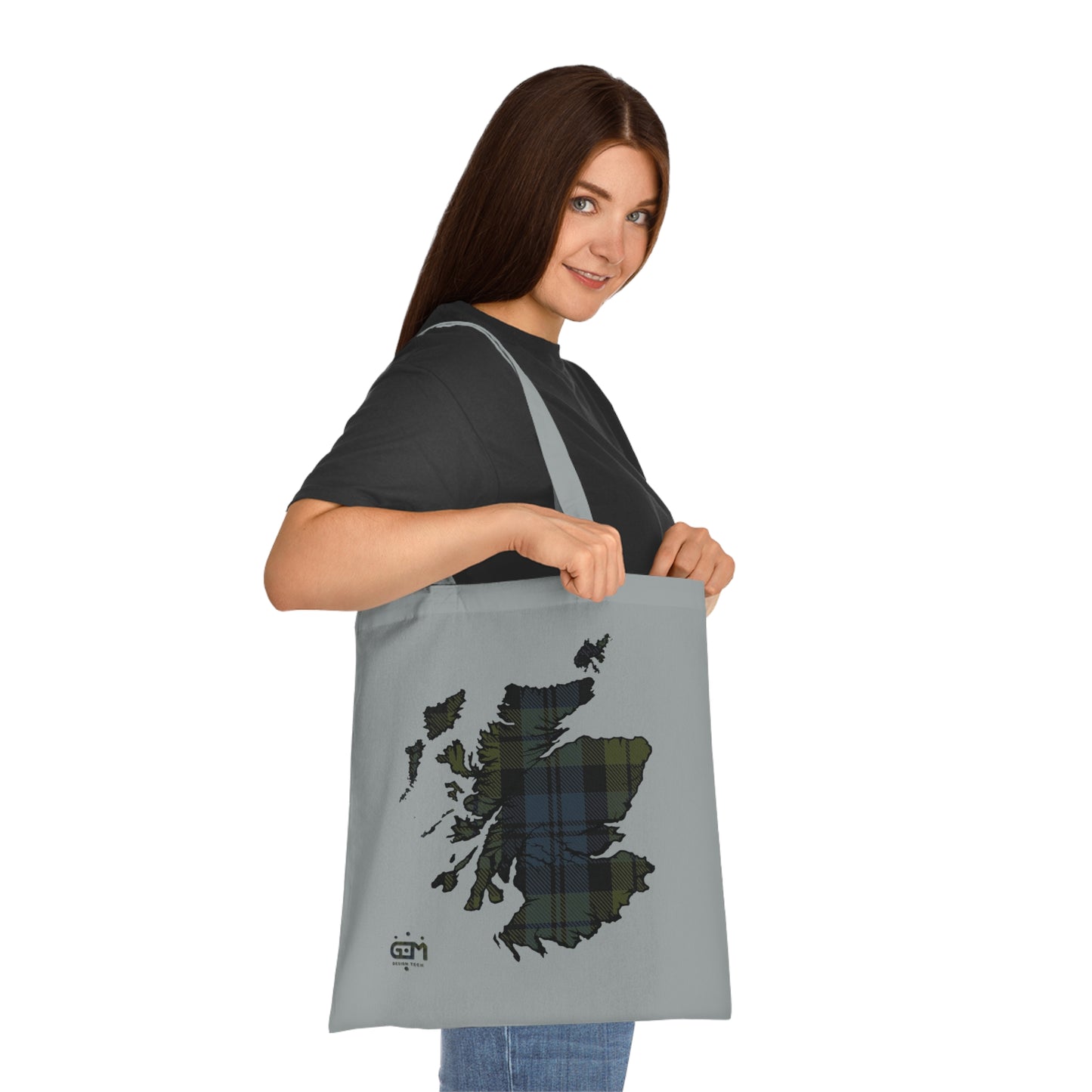 Reversible Scotland Tartan Map Cotton Tote Bag - Campbell Tartan