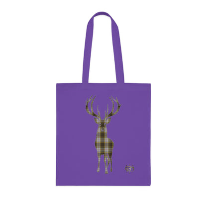 Reversible Scotland Tartan Stag Cotton Tote Bag - Buchanan Tartan