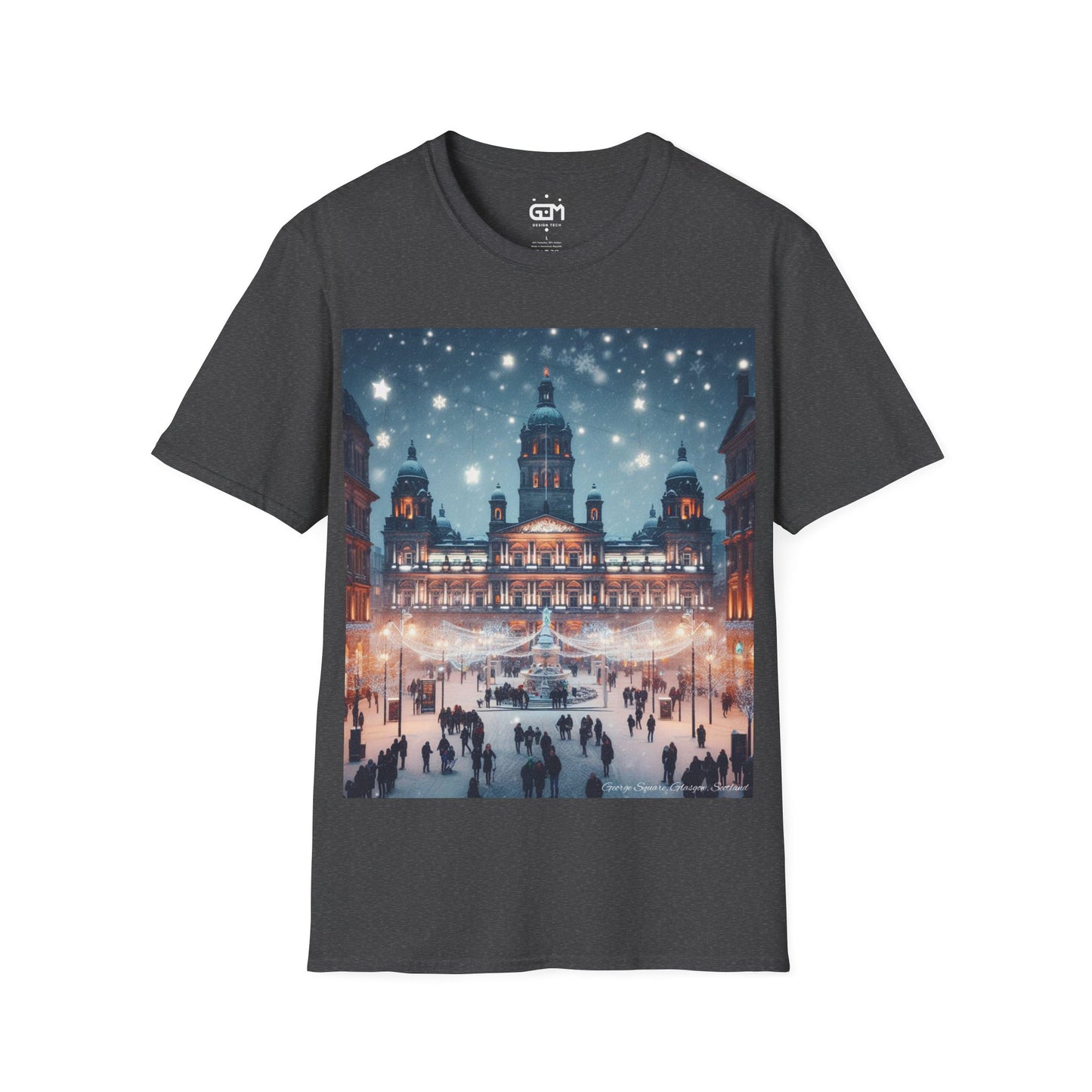 Glasgow George Square Winter Softstyle T-Shirt, Unisex Tee, Scotland Shirt, Scottish Landmark, Nature, Scenery, Various Colours