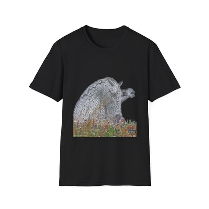 Scottish Kelpies with Meadow No Sky Photo Softstyle Unisex T-Shirt, Scotland Tee