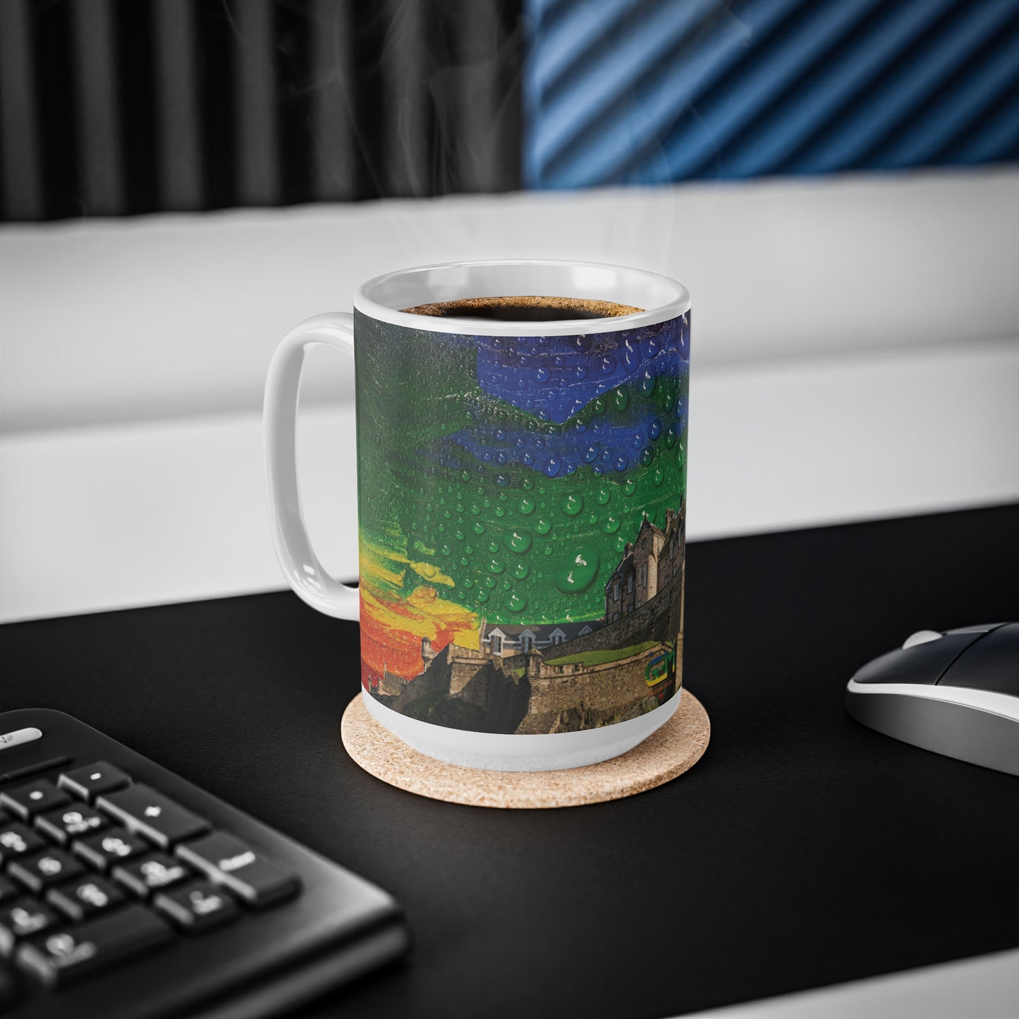 Edinburgh Castle Pride Rain Sky Photo Mug, White