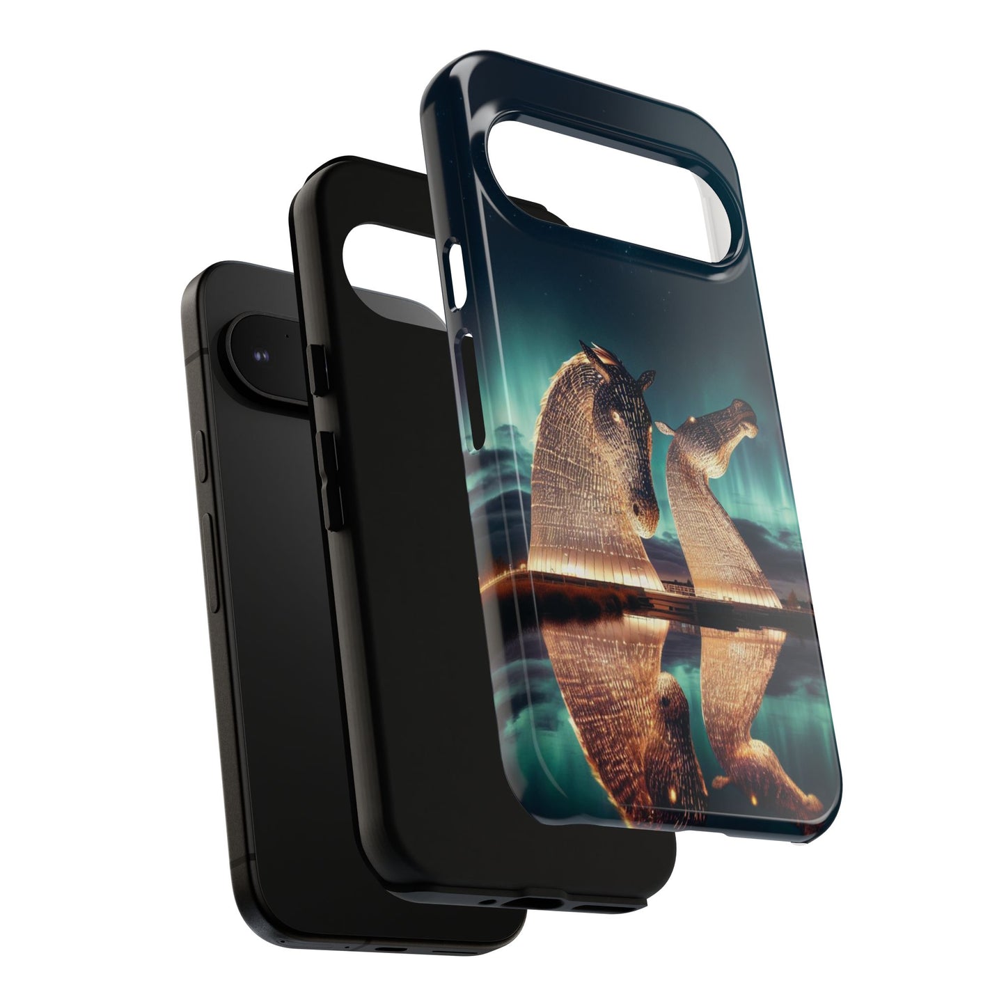 Kelpies Northern Lights Art Variant Phone Case, Scotland, Google