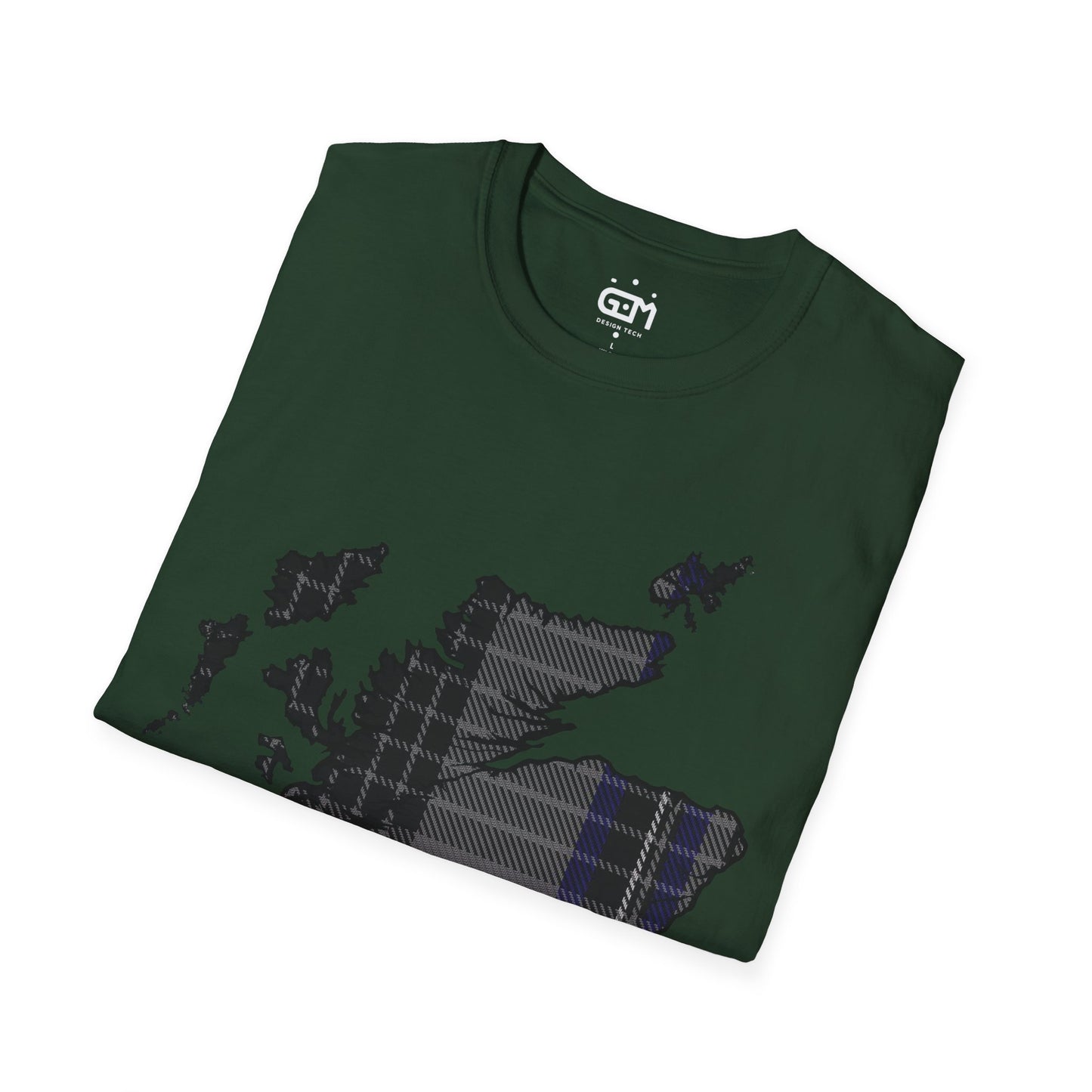 Scotland Tartan Map Softstyle Unisex T-Shirt, Hood Tartan, Various Colours