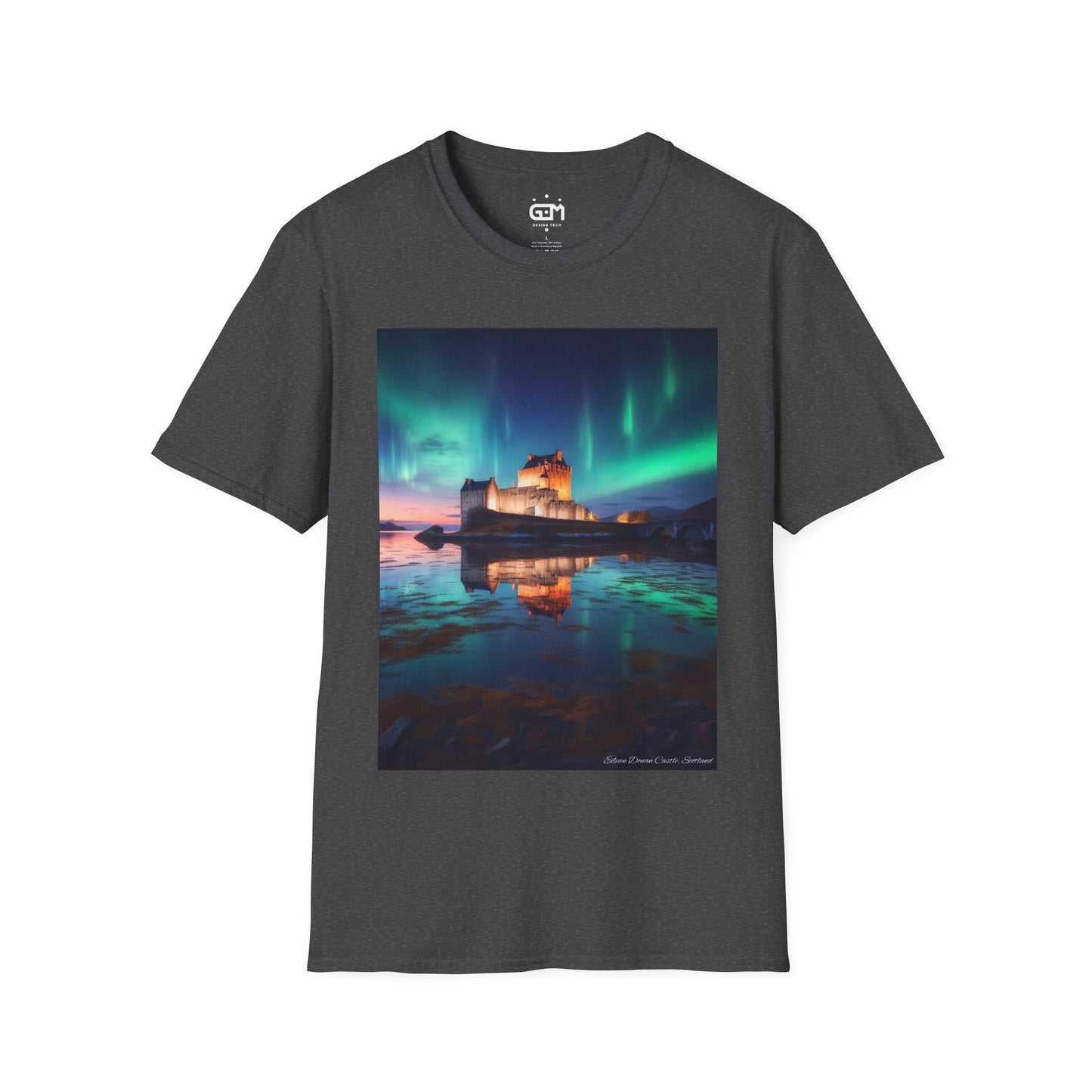 Eilean Donan Castle with Northern Lights Softstyle Unisex T-Shirt, Scotland Tee