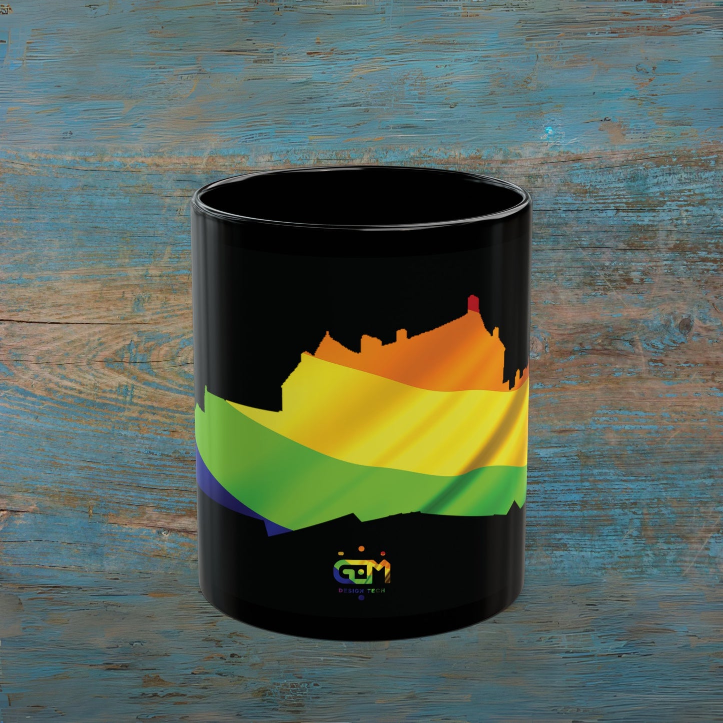 Edinburgh Castle Pride Flag Art Mug, Black