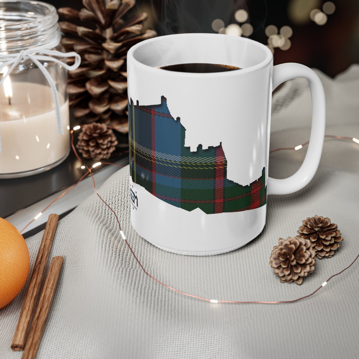 Tartan Edinburgh Castle - Anderson Old Mug, White