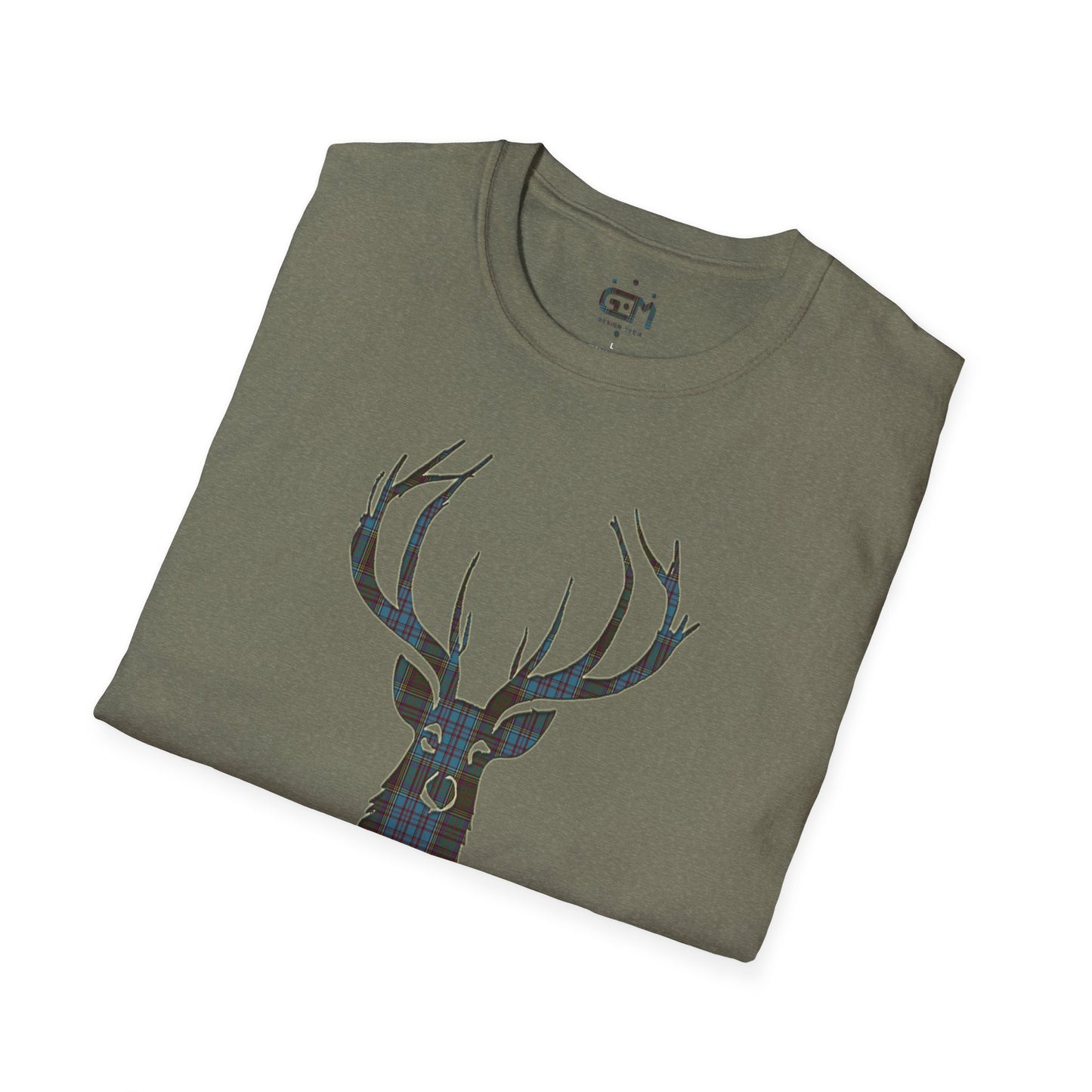 Tartan Stag Softstyle T-Shirt - Anderson Tartan, Unisex Tee, Scottish Scenery, Various Colours