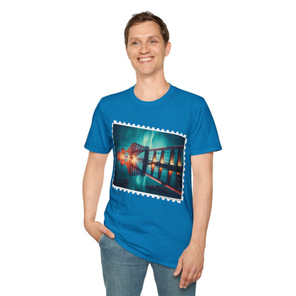 Postcard Forth Rail Bridge Art Softstyle T-Shirt, Unisex Tee, Scotland Shirt, Various Colours