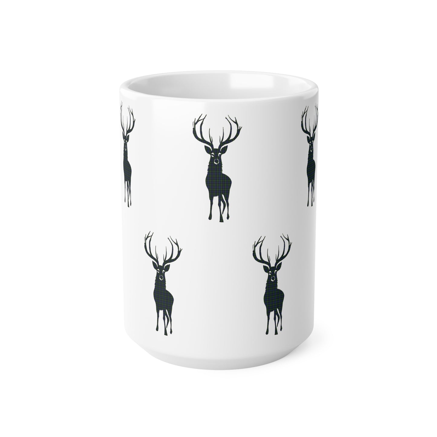 Tartan Stag Mug - Gordon Tartan, Coffee Cup, Tea Cup, Scotland, White