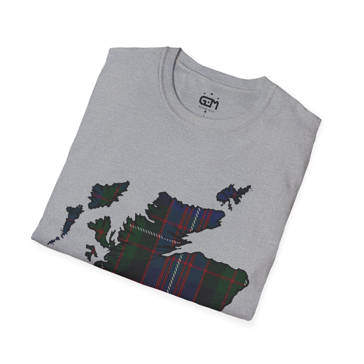 Scotland Tartan Map Softstyle Unisex T-Shirt, Rankin Tartan, Various Colours