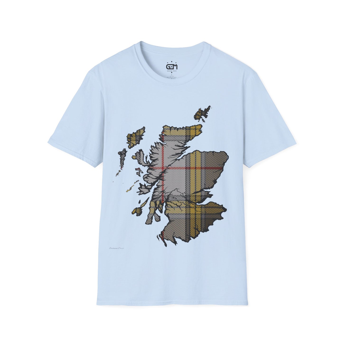 Scotland Tartan Map Softstyle Unisex T-Shirt, Buchanan Dress Tartan, Various Colours