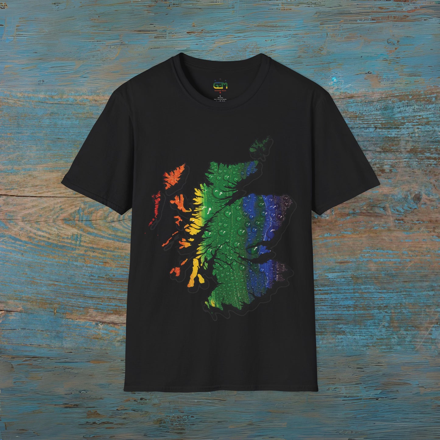 Pride Rain Scotland Map T-shirt unisexe, différentes couleurs