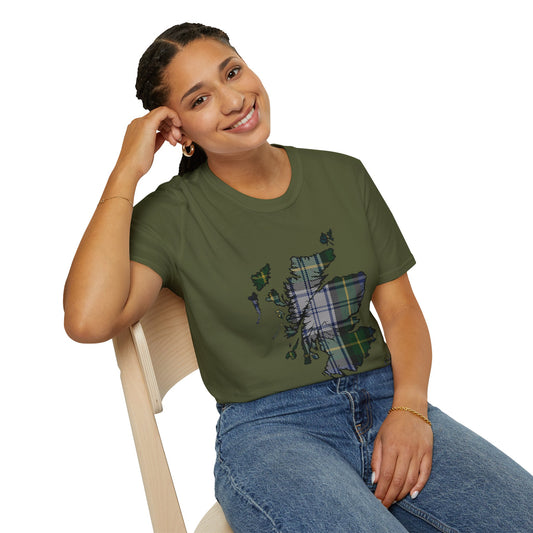 Tartan Ecosse Carte Softstyle T-Shirt Unisexe - Gordon Dress Tartan Tee 