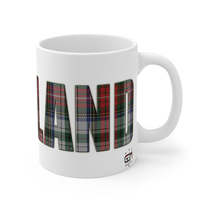 Scotland Lettering Tartan Mug 11oz, Stewart Tartan