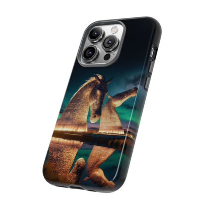 Kelpies Northern Lights Art Phone Case, Scotland, Apple