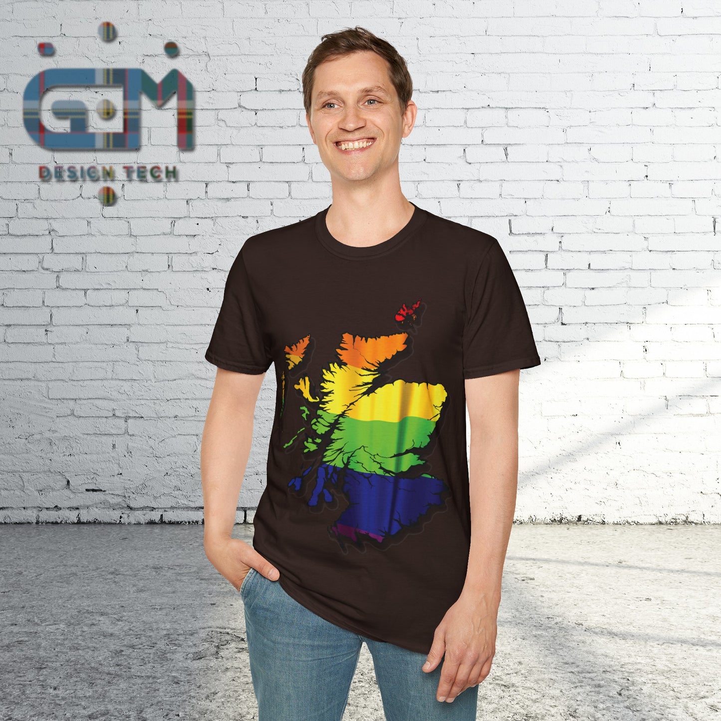 Pride Flag Scotland Map Unisex T-Shirt, Various Colours