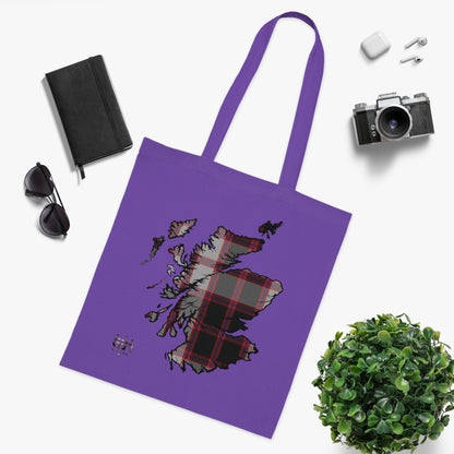 Reversible Scotland Tartan Map Cotton Tote Bag - MacPherson Tartan