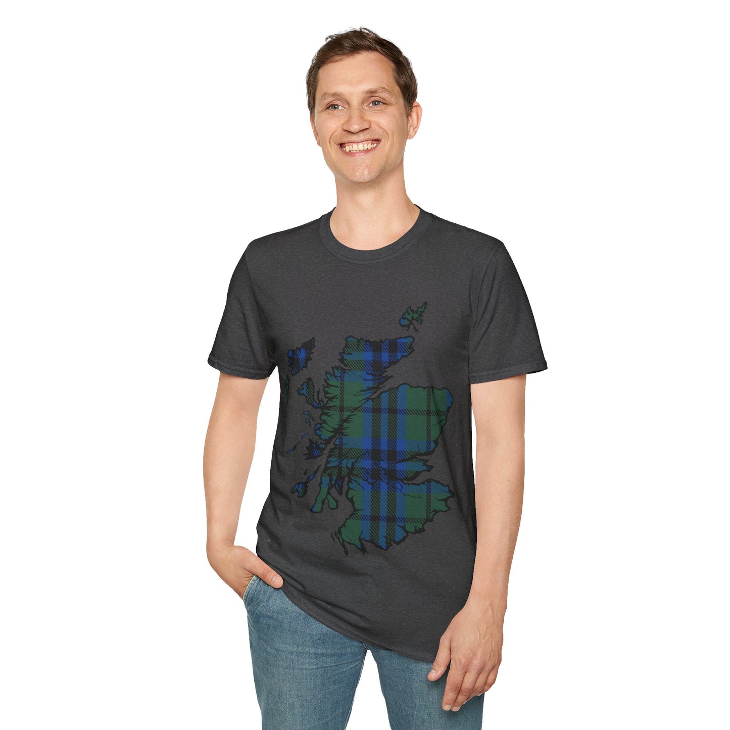 Scotland Tartan Map Softstyle Unisex T-Shirt, Keith Tartan, Various Colours