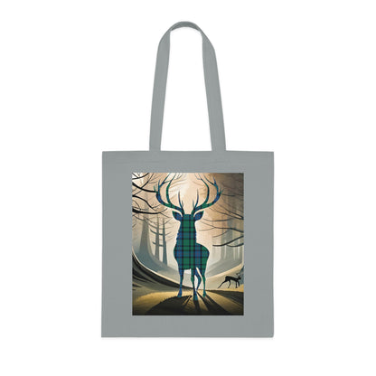 Reversible Scotland Tartan Stag Cotton Tote Bag - Flower of Scotland Tartan