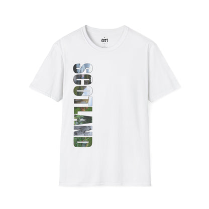 Scotland Photo Lettering Softstyle Unisex T-Shirt, Scottish Landmark Shirt