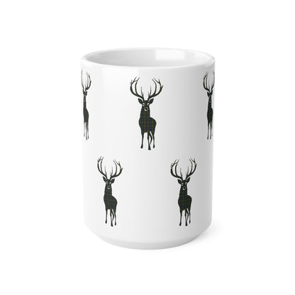 Tartan Stag Mug - Campbell Tartan, Coffee Cup, Tea Cup, Scotland, White