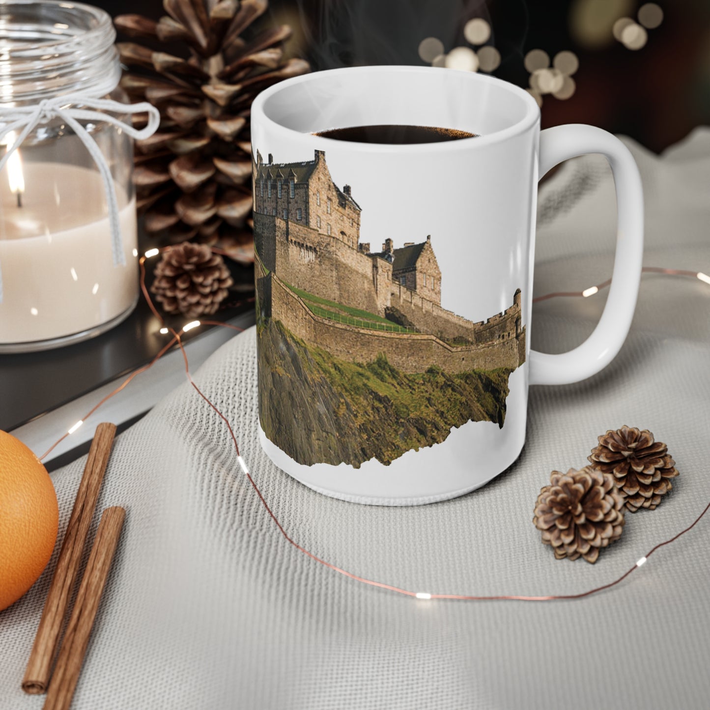 Edinburgh Castle on the Rock Photo Mug, White