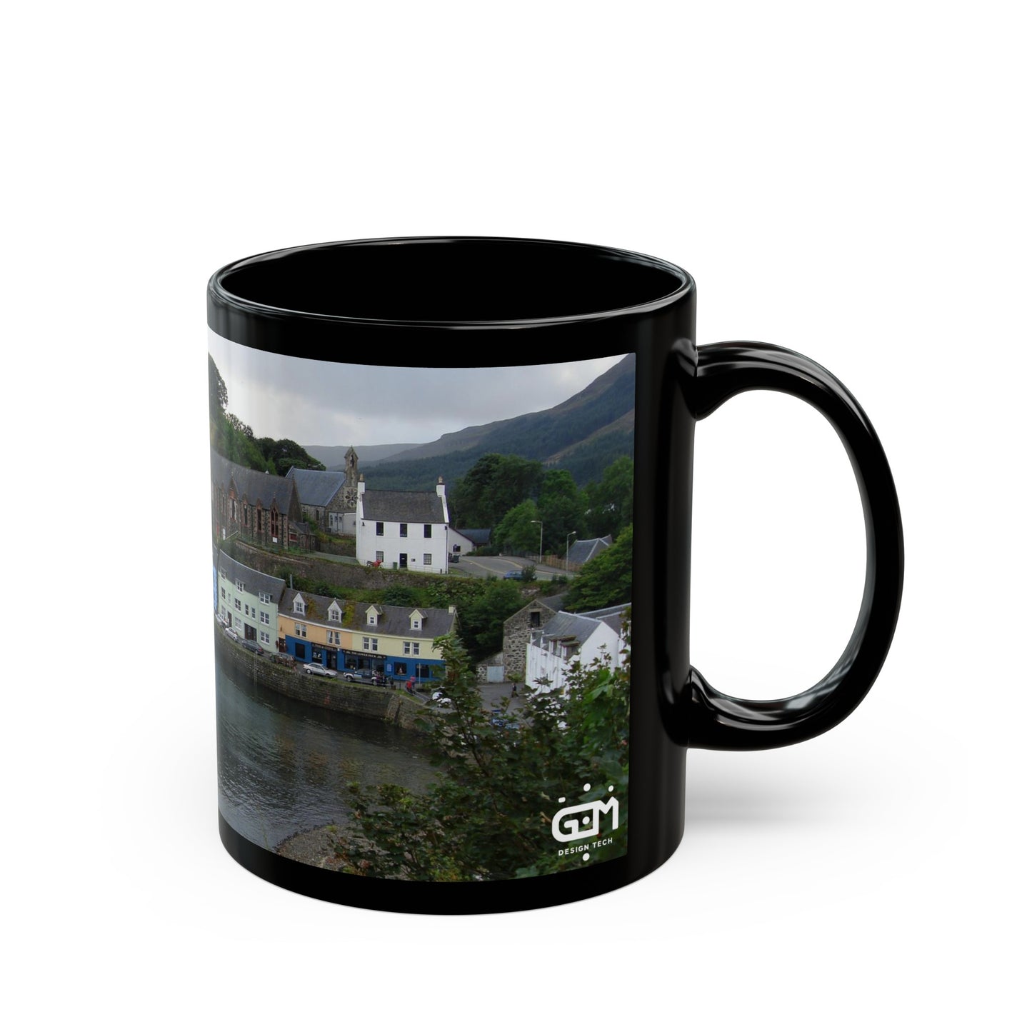 Portree Isle of Skye Photo Mug, Scotland Mug, Tea Cup, Coffee Cup, Scottish Landmark, Coloured Buildings, Nature, Scenery, Black