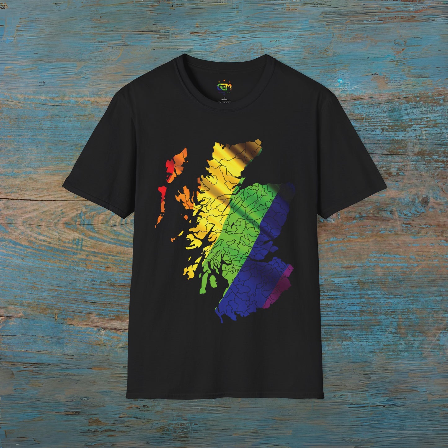 Pride Flag Clan Regions Scotland Map Unisex T-Shirt, Various Colours