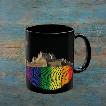 Pride Fingerprint Rock Edinburgh Castle Photo Mug, Black