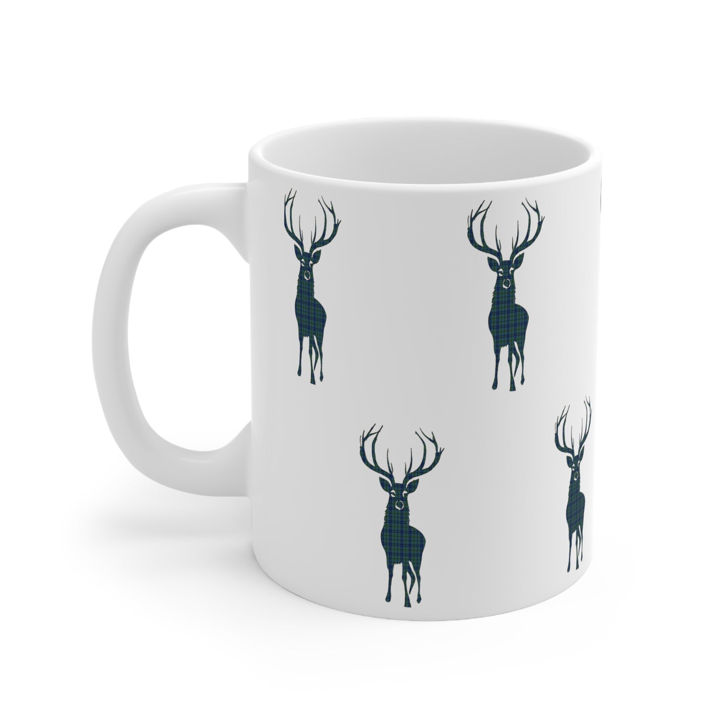 Tartan Stag Mug - Keith Tartan, Coffee Cup, Tea Cup, Scotland, White