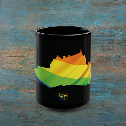 Edinburgh Castle Pride Flag Art Mug, Black