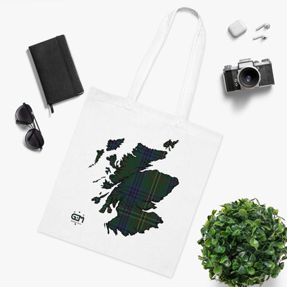 Reversible Scotland Tartan Map Cotton Tote Bag - Kennedy Tartan