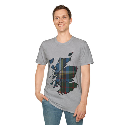 Scotland Tartan Map Softstyle Unisex T-Shirt, Anderson Old Tartan, Various Colours