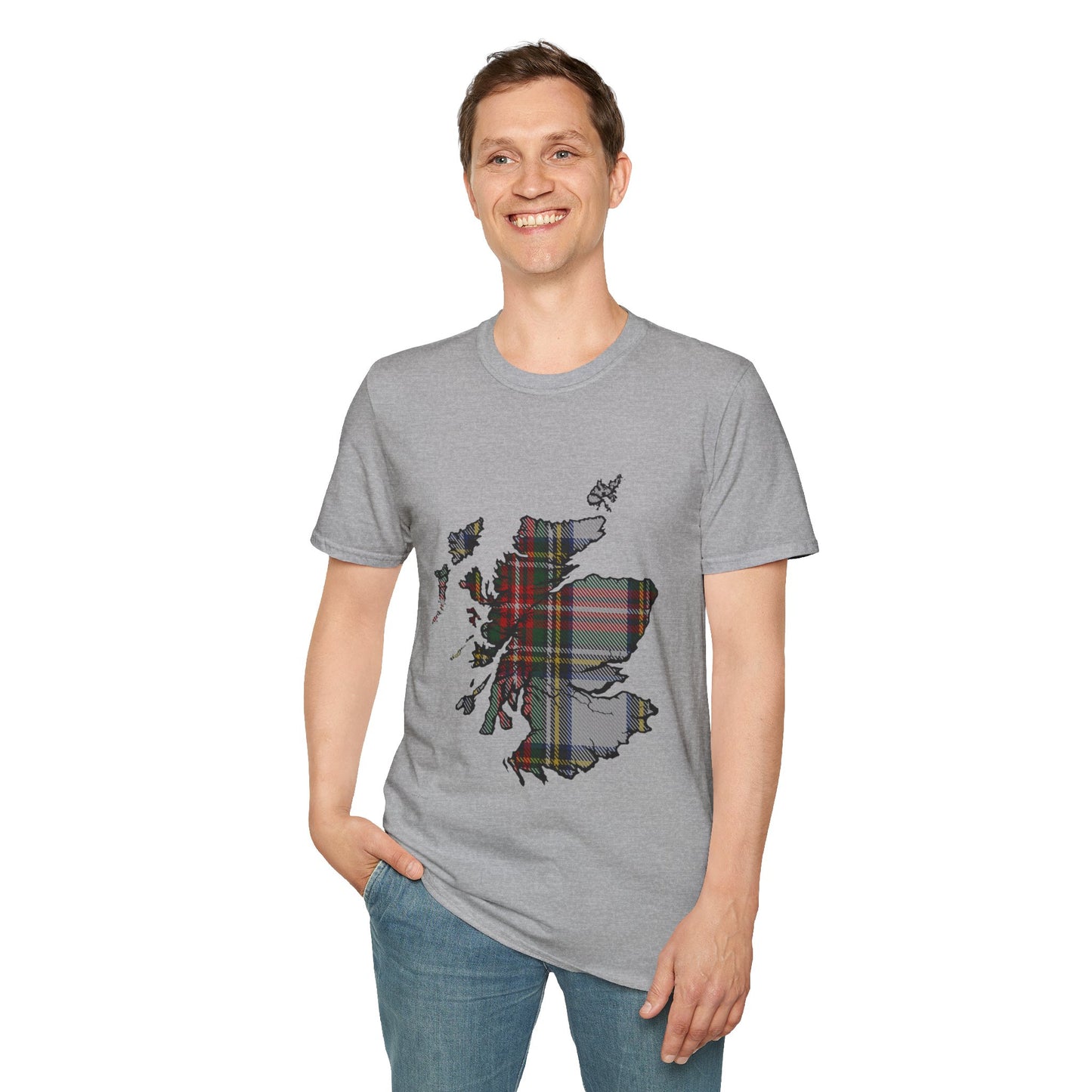 Scotland Tartan Map Softstyle Unisex T-Shirt - Stewart Dress Tartan Tee