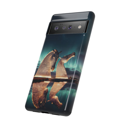 Kelpies Northern Lights Art Variant Phone Case, Scotland, Google